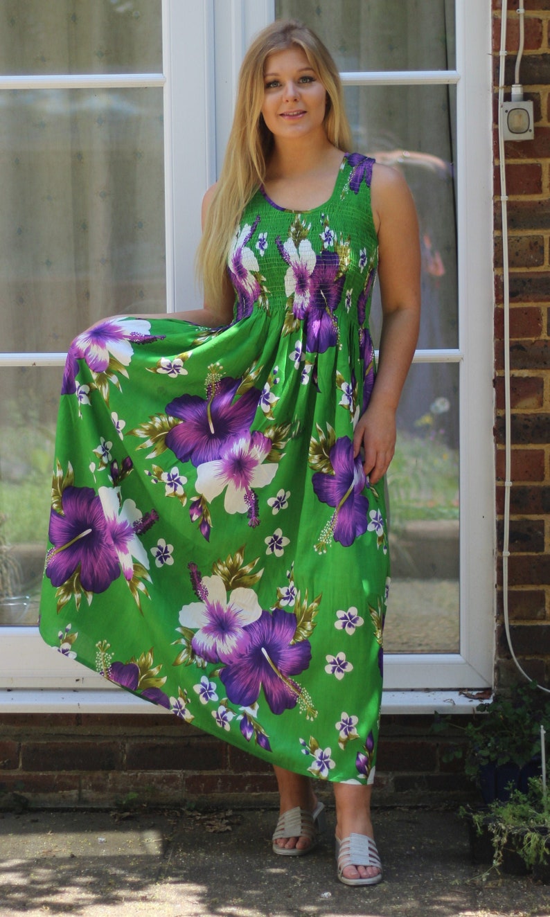 Summer Maxi Dress Made of Pure Rayon Cotton Elasticated to fit | Etsy