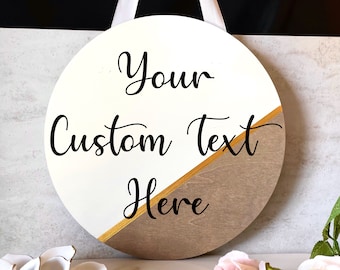 Custom sign, custom text door sign,  custom wood sign, reversible sign, personalized sign, door hanger, fun home decor, bright home decor,