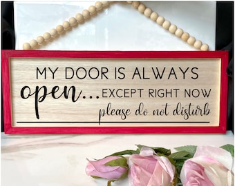 In a meeting sign, Custom door sign, reversible sign, personalized sign, Office door hanger, My door is always open reversible door sign