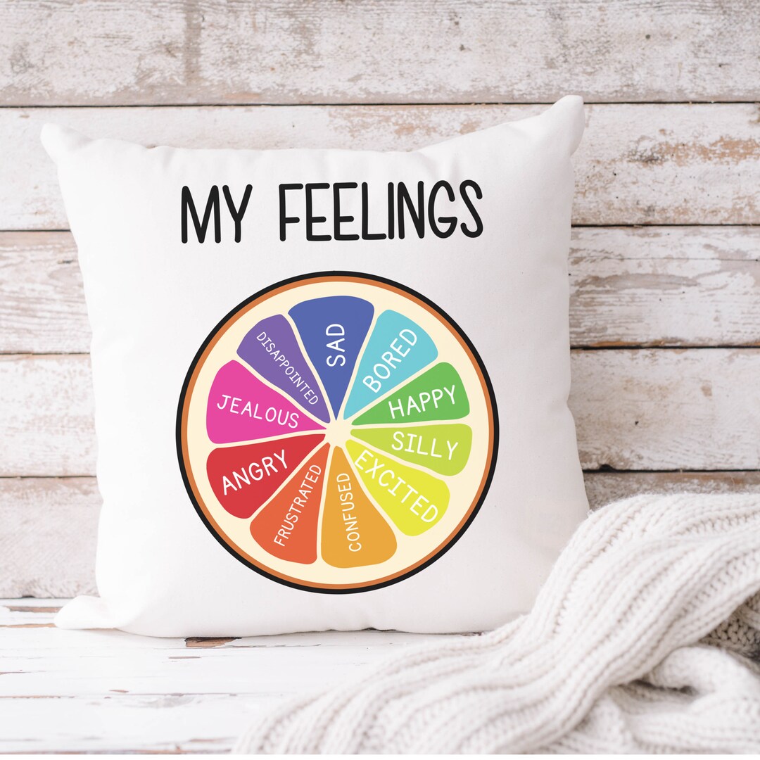 Feelings Chart Pillow, Kids Emotions Wheel Pillow, My Feelings Pillow