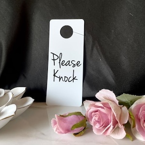 Personalized Door Hanger,  Custom Doorknob Sign, Door Knob Hanger, Do Not Disturb Sign, In a meeting door sign, please Knock, Room Sign
