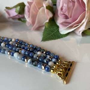 Blue Sodalite Apple Watch Band | Bracelet| Beaded Watch Band | iWatch Band | Gifts for Wife Mom Girlfriend