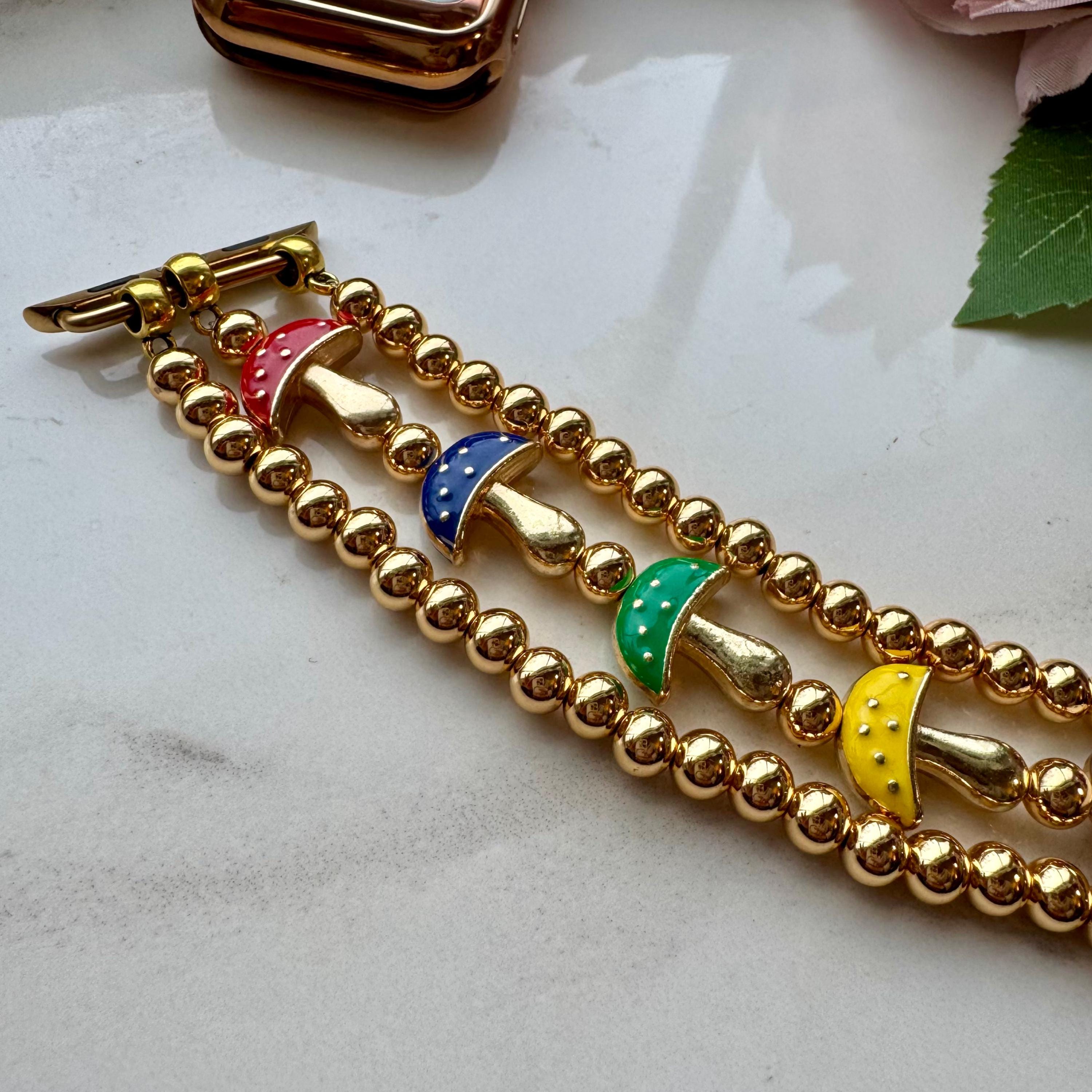 Gold Beaded Apple Watch Band, Mushroom Apple Watch Band  display picture 1