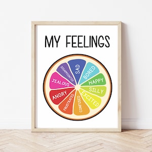 Póster de la rueda de las emociones, Cuadro de regulación de las emociones, Póster de la rueda de mis sentimientos, Descarga digital JPEG, Póster de emociones para niños, Rincón de la calma