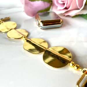 Shiny Gold Beaded apple band, gold Apple Watch Band | Beaded Watch Band | Fancy Dressy Apple iWatch Band, Apple bracelet band,