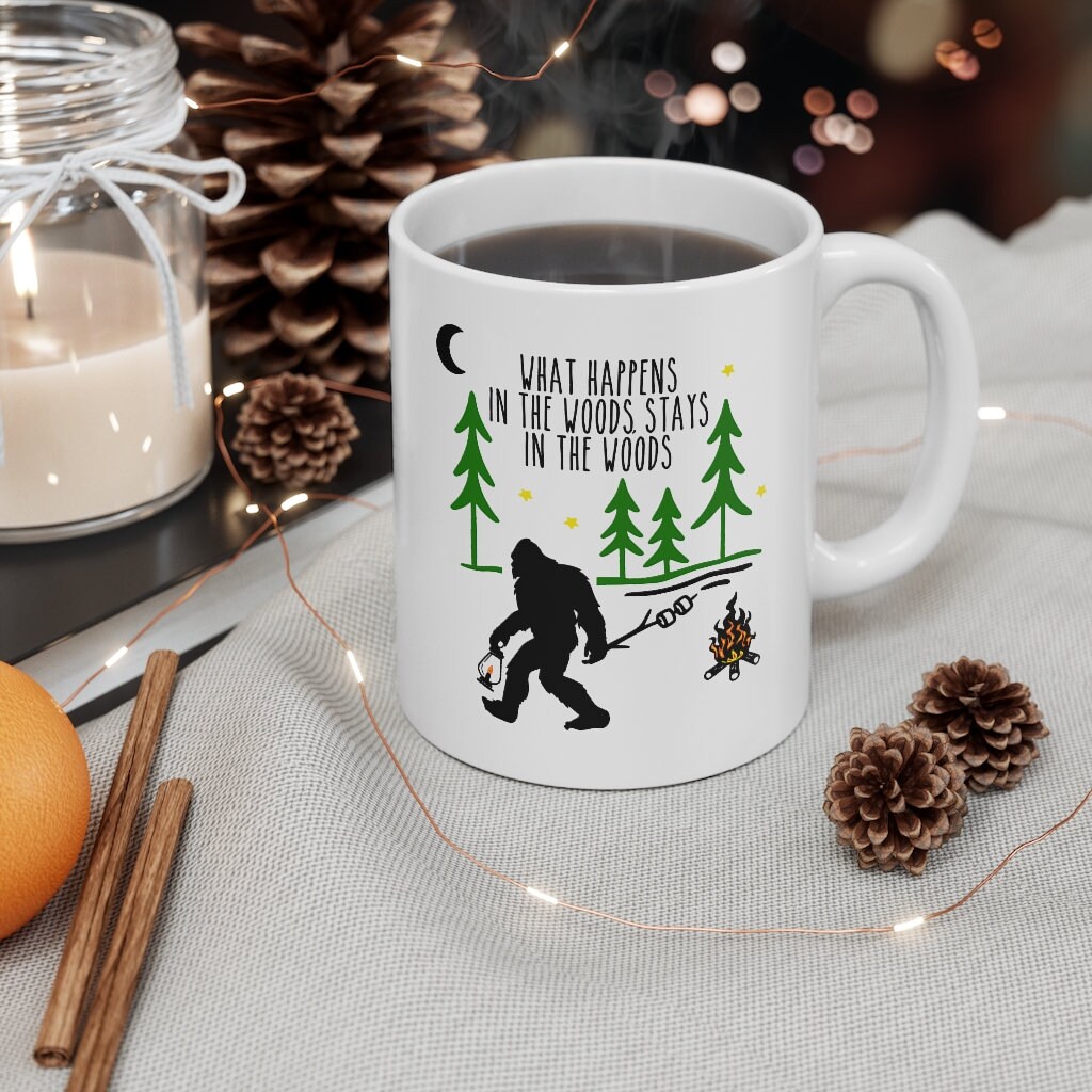Loftipop Sasquatch Bigfoot Enamel Campfire Mug, Outdoor Camping Coffee Cup, Mountain Nature Hiking Camp Lover Gift (16oz