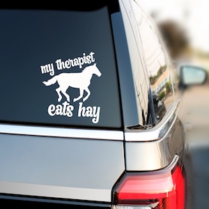 Horse decal, Horse Windshield decal, mountain horse car decal, horse bumper sticker, mirror decal, horse mom, horse lover decal, eats hay