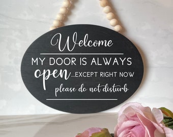 In a meeting sign, Custom door sign, reversible sign, personalized sign, small door hanger, My door is always open except right now sign