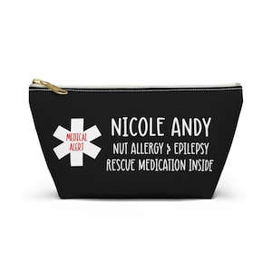 Custom Medicine Bag, Personalized Emergency Medication Bag, Diabetes bag, Medical Alert Bag, Pill organizer travel bag, Meds Pouch,