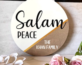 Salam Welcome Sign, personalized Door sign, Custom door sign, Eid gifts for women, Ramadan Mubarak gift, Muslim family gift, Islamic gifts