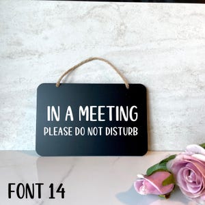 Custom door sign, reversible personalized door hanger, reversible door sign, Personalized door hanger, custom door hanger, In a meeting sign
