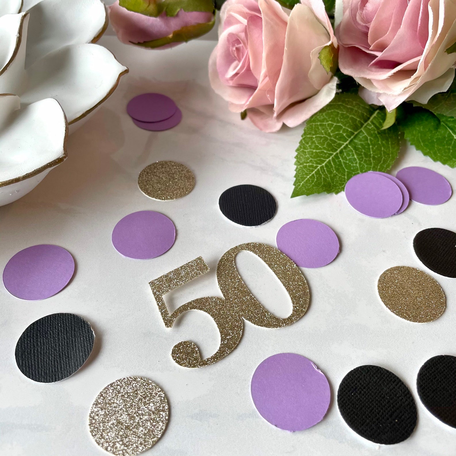 50th Birthday Table Confetti. 50ct. Glitter Confetti. 50th Etsy