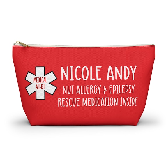 Custom Medicine Bag, Personalized Emergency Medication Bag, Diabetes bag, Medical Alert Bag, Pill organizer travel bag, Meds Pouch, Meds Bag