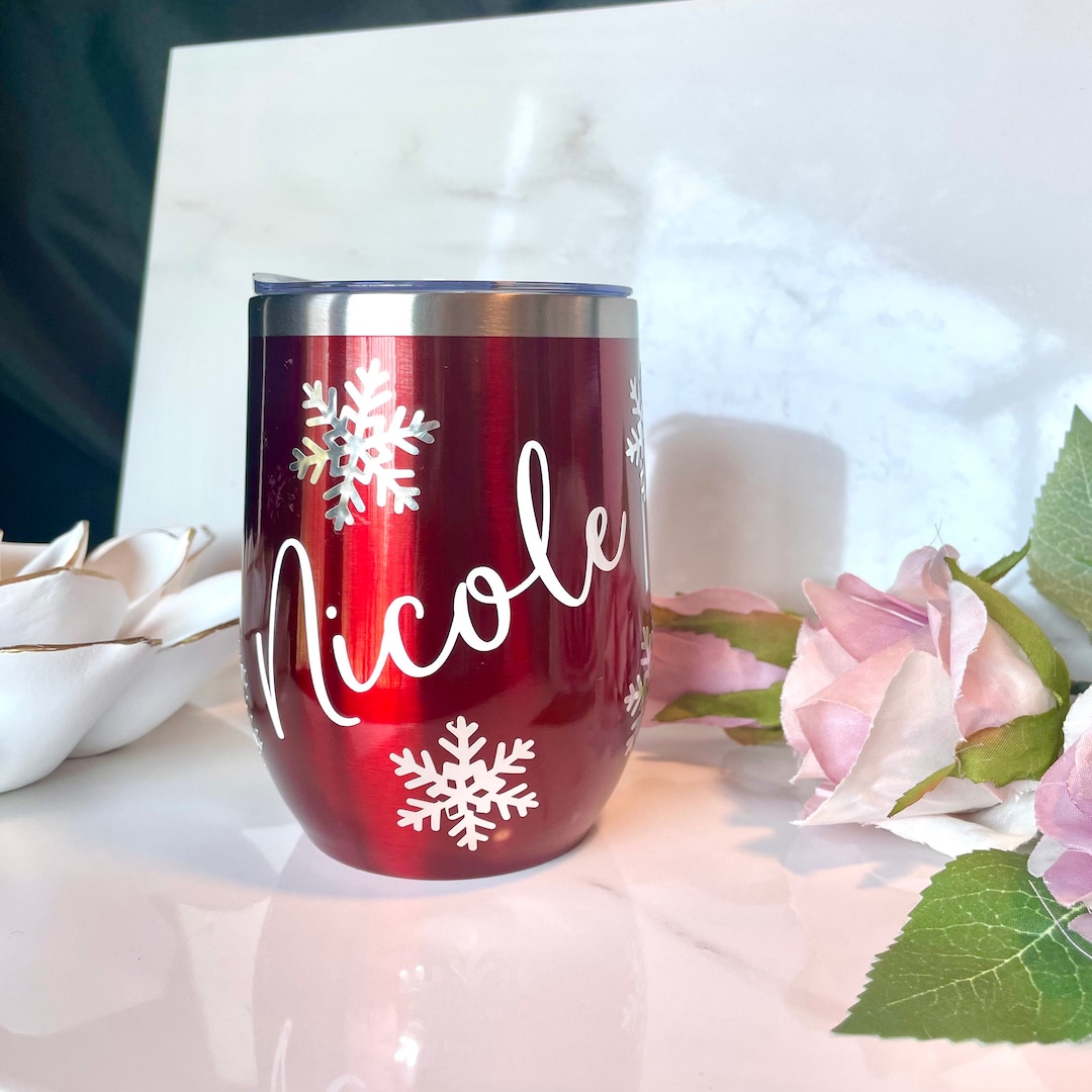 12oz Personalized Coffee Tumbler Gift Snowflake Tumbler Etsy