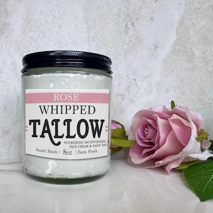 Halal Whipped Tallow Balm Moisturizer, beef tallow cream in unscented & lavender, natural skin care moisturizer, Grassfed halal tallow,