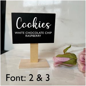 Mini table top sign, Custom food sign, Personalized small sign, Table numbers sign, wedding buffet sign, food display signs, buffet card