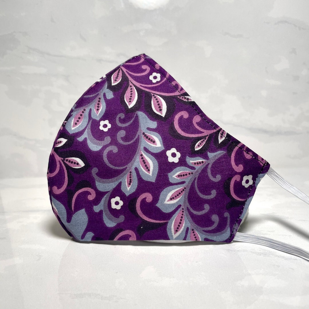 Purple Scroll Face Mask Holiday Masks Dressy Face Mask Etsy