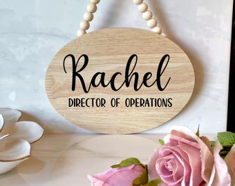 Custom Office Door Sign, Reversible Meeting Room Decor