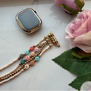 Friendship bracelet  Beaded apple band, Personalized text Apple Watch Band | handmade Beaded Watch Band |  Apple bracelet band,