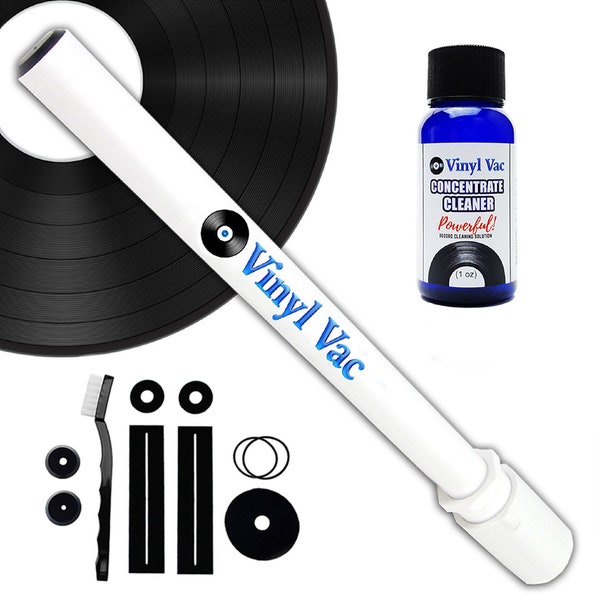Vinyl Vac 33 Combo - Record Cleaning Kit Vinyl Vac 33 with Vinyl Vac Concentrate Cleaner (1 oz) w/NO Alcohol - Safe for Your Records!