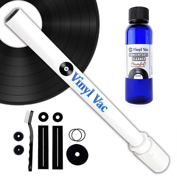 Vinyl Vac 33 Combo - Record Cleaning Kit Vinyl Vac 33 with Vinyl Vac Concentrate Cleaner (2 oz) w/NO Alcohol - Safe for Your Records!