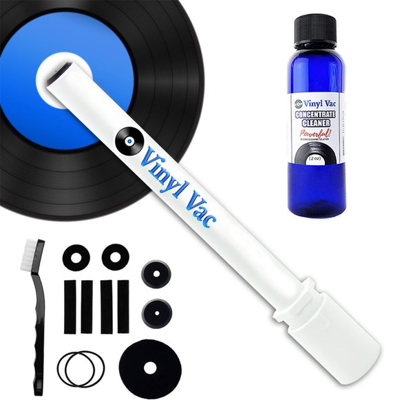 Vinyl Vac 45 Combo - Record Cleaning Kit Vinyl Vac 45 with Vinyl Vac Concentrate Cleaner (2 oz) w/NO Alcohol - Safe for Your Records!
