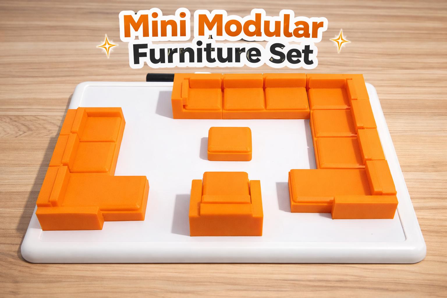 14pc Mini Modular Furniture Layout Kit With Magnets and Whiteboard Room Planning &amp; Visualization ...