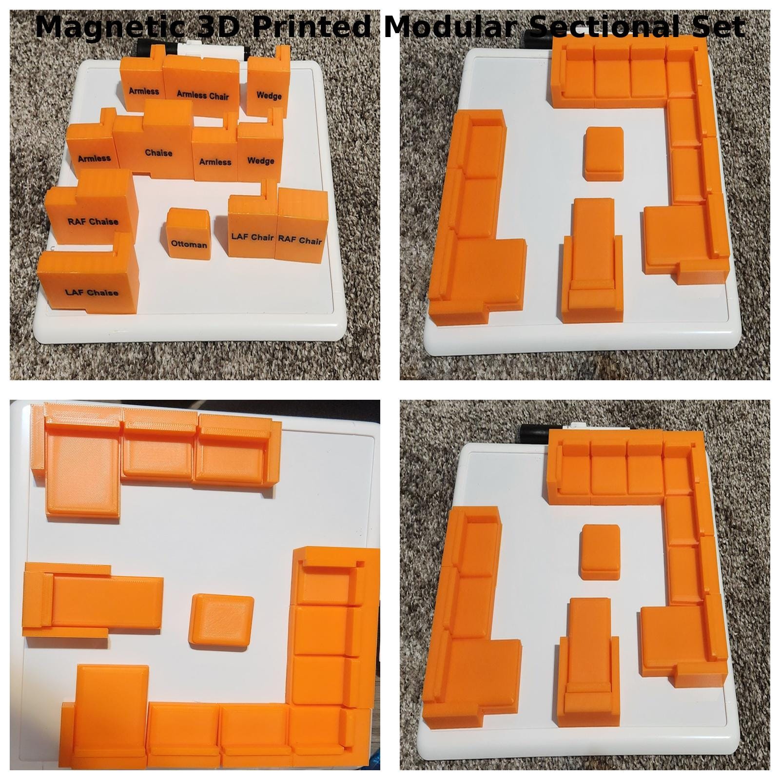 14pc Mini Modular Furniture Layout Kit With Magnets and Whiteboard Room Planning &amp; Visualization ...