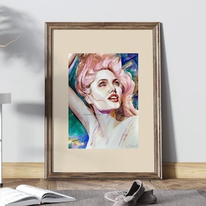 Angelina Jolie Original Art, Watercolor Portrait, Modern Ukrainian Art, Watercolor Painting, image 3