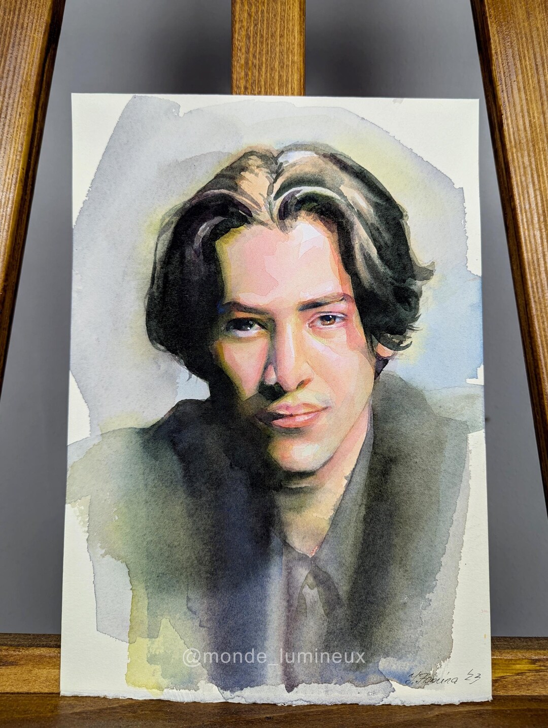 Jean Reeves Keanu Reeves Watercolor Portrait, Hand Painted Modern Art, Colorful ...