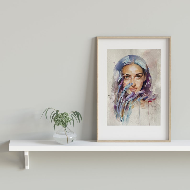 Beautiful Woman Art Abstract Portrait Female Portrait Watercolor Art Colorful painting Girl in Flowers Portrait Original Artwork