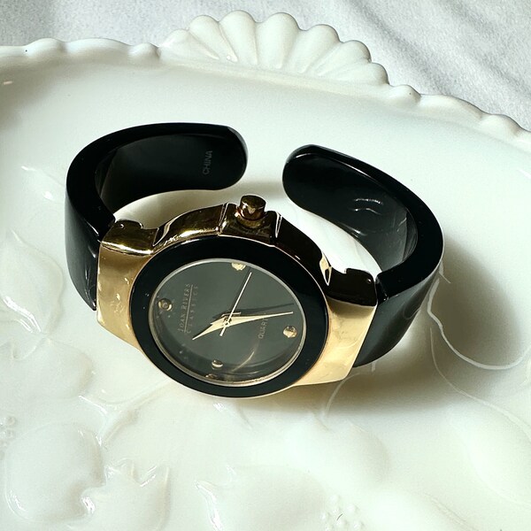 Vintage Joan Rivers watch, gold tone and black