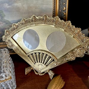 Large vintage victorian style brass fan picture frame