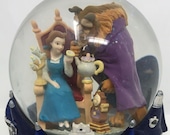 Disneys Beauty and the Beast Snow Globe Music Box Disney Store Vintage Broadway