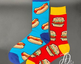 Hot dog and hamburger socks