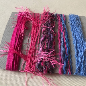Yarn sampler, Fiber  for embellishments, Mix media arts, Multicolor weaving yarn bundle, Fiber arts, Yarn add-ins, Craft yarn