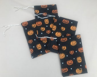Halloween Goodie Bags, Set of 6 Cotton Treat Bags