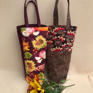 Erntedank-Wein-Geschenk-Tasche, Herbstweintasche, Stoffweintasche