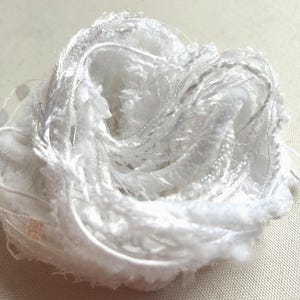 Yarn sampler, Fiber for embellishments, Mix media arts, White weaving yarn bundle, Fiber arts, Yarn add-ins, Craft yarn, 12 or 24 yards