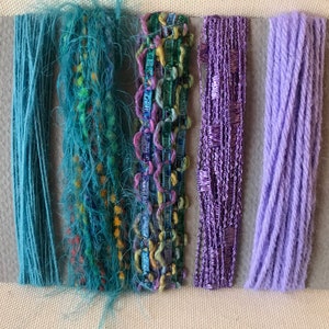 Yarn sampler, Fiber  for embellishments, Mix media arts, Multicolor weaving yarn bundle, Fiber arts, Yarn add-ins, Craft yarn