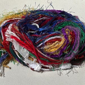 50 yards yarn sampler, Fiber  for embellishments, Mix media arts, Weaving yarn bundle, Fiber arts, Yarn add-ins, Christmas craft yarn