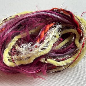 Yarn sampler, Fiber for embellishments, Mix media arts, Multicolor weaving yarn bundle, Fiber arts, Yarn add-ins, Craft yarn, 12 or 24 yards