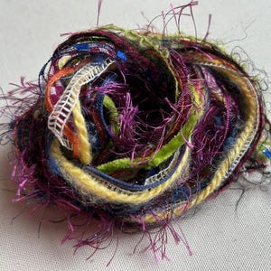 Yarn sampler, Fiber for embellishments, Mix media arts, Multicolor weaving yarn bundle, Fiber arts, Yarn add-ins, Craft yarn, 12 or 24 yards