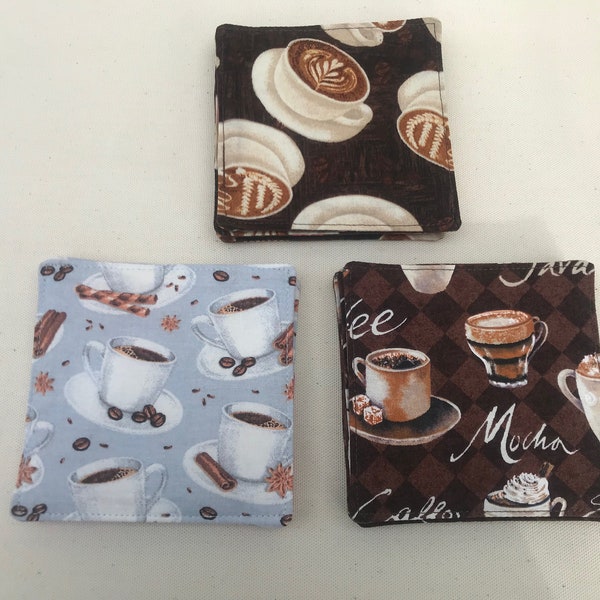 Fabric coasters, Reversible coasters, Set of 4, Handmade fabric coasters