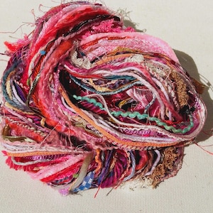 50 yards yarn sampler, Fiber  for embellishments, Mix media arts, Multicolor weaving yarn bundle, Fiber arts, Yarn add-ins, Craft yarn