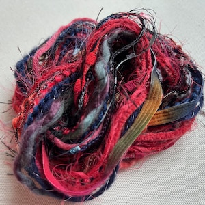 Yarn sampler, Fiber for embellishments, Mix media arts, Multicolor weaving yarn bundle, Fiber arts, Yarn add-ins, Craft yarn, 12 or 24 yards