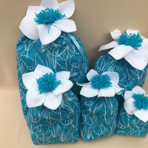 Handmade Fabric Gift Bag: Reusable Cotton Flower Bag
