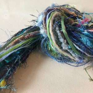 50 yards yarn sampler, Fiber  for embellishments, Mix media arts, Multicolor weaving yarn bundle, Fiber arts, Yarn add-ins, Craft yarn