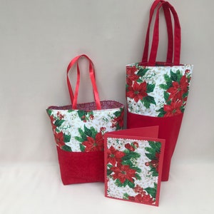 Christmas fabric gift bag, Holiday fabric gift bag, Eco-Friendly gift bag, Christmas greeting card, Fabric Card