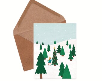 Christmas Tree Card  | Holiday Cards | Greeting Cards | Christmas Cards | Winter Scene Card